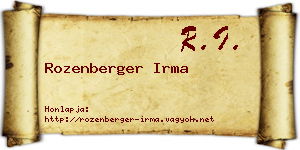 Rozenberger Irma névjegykártya